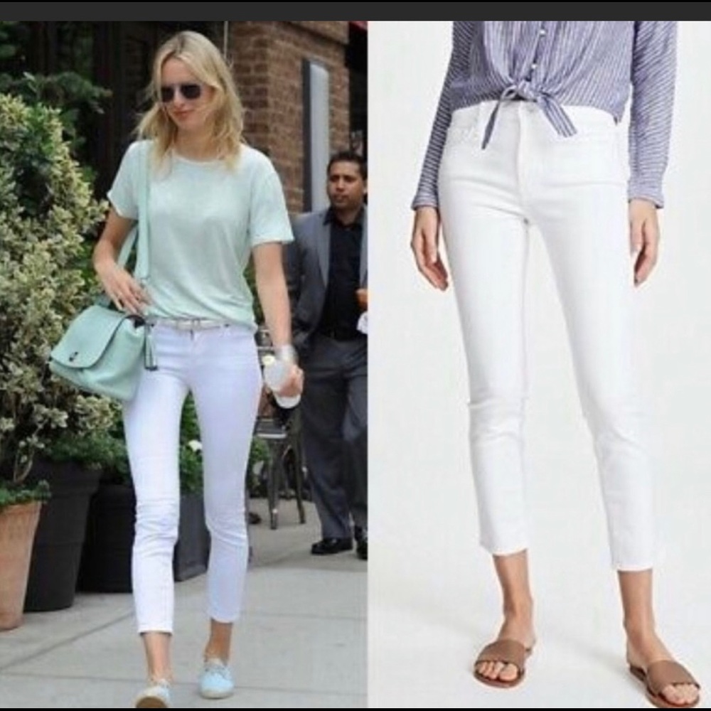 Mother "Looker" Crop White Jeans Size 27